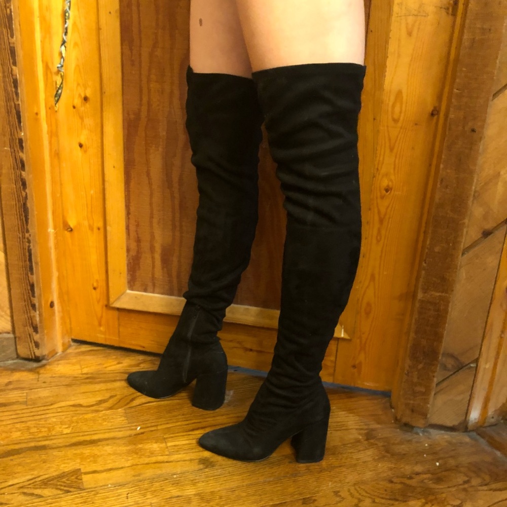 Nasty Gal Suede Knee High Booties